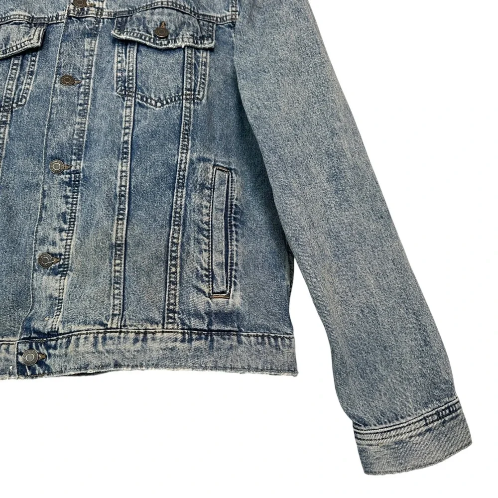 H&M Divided Young Thug Denim Jacket Angel Cherub Tour L Blue Acid Wash Unisex